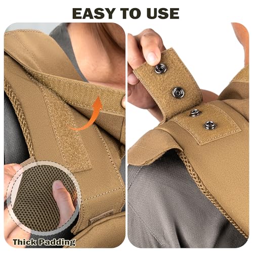 Adjustable Weighted Vest for Men Women – Tactical Vest for Rucking, HIIT & CrossFit, Fits 10x12 Plates, 600D Breathable Weight Vest & Exercise Vest for Strength Training, Weights Not Included - color: Brown