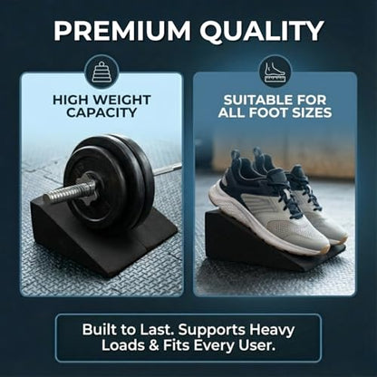 Pack of 2 Squat Wedge Block for Heel Elevated Squat Weightlifting Calf Stretcher Slant Board for Mobility Balance and Strength Performance