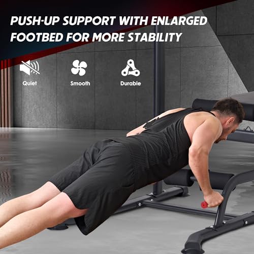 SogesPower Power Tower Pull Up Bar Station Multi-Function Adjustable Height Workout Dip Station Strength Training Equipment for Home Gym Fitness Equipment with Folding Multi-purpose Dumbbell Bench 330LBS