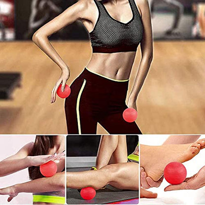 WOVTE Massage Lacrosse Ball for Sore Muscles, Shoulders, Neck, Back, Foot, Body, Deep Tissue, Trigger Point, Muscle Knots, Yoga and Myofascial Release (Red) - color: Red