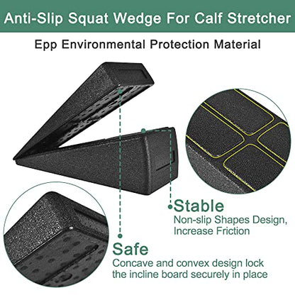 Slant Board Squat Wedge for Calf Stretching，3 Pcs 12" x 6.3" Foot Stretcher Balance Board for Plantar Fasciitis, Adjustable Foam Slant Board Wedge Great for Exercises