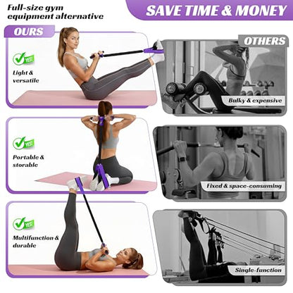 Multifunction Pedal Resistance Band with Handle, 50LBS Foot Pedal Resistance Bands for Core/ABS, Arm, Waist, Abdomen, Leg Workout, Portable Sit Up Exercise Equipment for Women