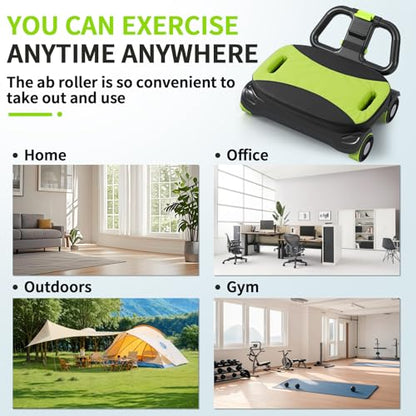 IRISFLY New 4-Wheel Abdominal Roller,Upgraded High-Performance Ab Roller Wheel,Automatic Rebound Ab Roller Board, Strengthen Core & Abs, Ab Machine Perfect for Home Workout