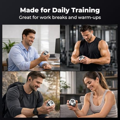 Auto-Start Wrist Gyro Ball, All Metal Wrist and Forearm Trainer with LED Light, Gyroscopic Hand Exerciser for Grip Strength, Includes Storage Bag