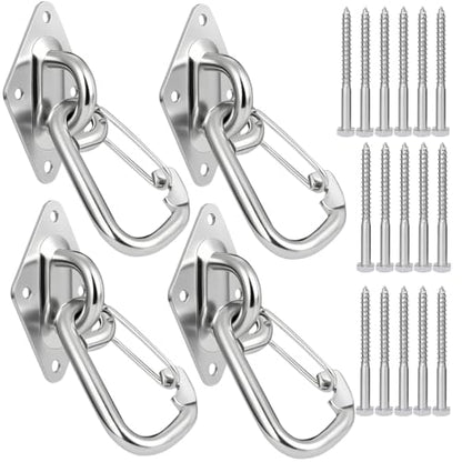 Heavy Duty Hammock Hooks Hanging Kit - Stainless Steel Pad Eye Hooks with Mounting Screws for Ceiling Wall Swing Anchor - 3600lbs Load Bearing Hardware for Indoor Outdoor TRX Gym DIY Projects