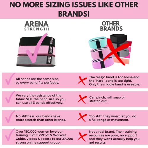 Fabric Booty Bands - Fabric Exercise Bands for Legs and Butt | Fabric Resistance Bands | Hip Resistance Bands with Workout Guide and Carry Case