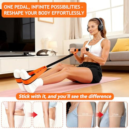 Pedal Resistance Band with Handle, 50 LBS Thickened Latex Tube Pedal Resistance Band with Soft Non-Slip Foam Foot Pedals for Women,Tension Rope Trainer for Abs,Legs,Home Gym Workout Equipment (Orange)