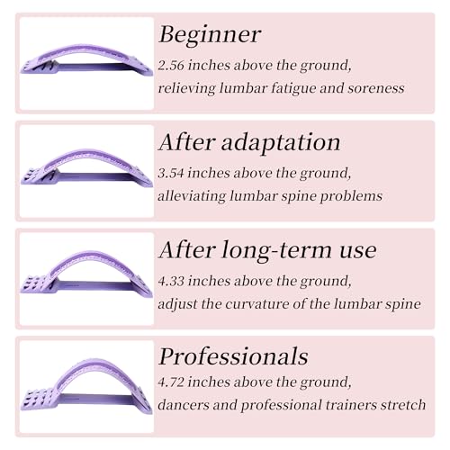 Back Stretcher for Lower Back Pain Relief,4 Lever Lumbar Support Board for Spine Decompression and Scoliosis Relief,Crack Your Back with This Cracking Device (Purple)