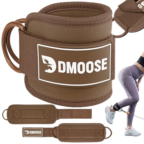 DMoose Fitness Ankle Strap for Cable Machine - One Size Fit with Premium Padding Cuffs, Ankle Bands for Working Out, Booty Workouts, Leg Extension, Hip Abductors, Kickbacks & Lower Body Exercises - color: Cocoa Brown - Single