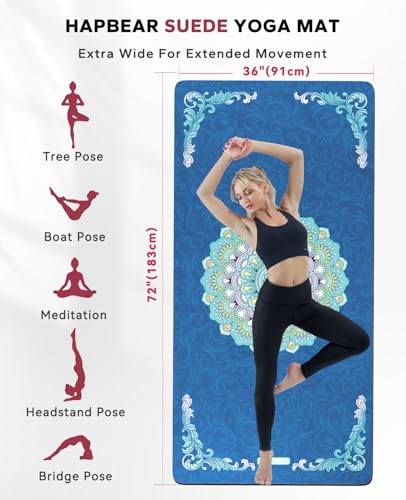 HAPBEAR Large Yoga Mat - 72"x36" Extra Wide Exercise Mat - 1/4" Thick Dual Color PVC | Anti-Slip Surface & High Cushioning - Ideal for Yoga, Pilates & Home Workouts - Bonus Mesh Bag