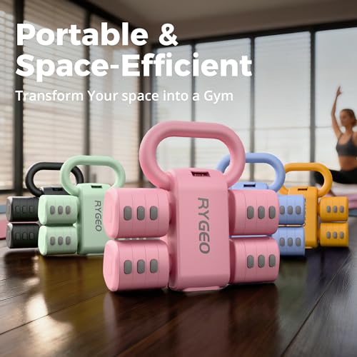 2-in-1 Adjustable Dumbbell Set for Women - 4 Levels (2.2lbs to 12.1lbs) - Home Gym Weights for Women at Home - Fitness Dumbbells - color: Blue