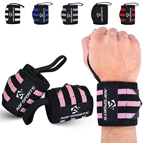 AQF Wrist Wraps for Weightlifting - USPA & IPL Approved 18" Gym Wrist Support with Thumb Loop - Heavy Duty Lifting Wrist Straps for Fitness, Workout, Powerlifting, & Bodybuilding (Pair)
