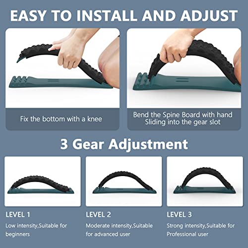 LTUMHGCR Back Stretcher, Back Cracker for Lower Back Pain Relief, Multi-Level Adjustable Spine Board for Herniated Disc, Sciatica, Scoliosis(Black)