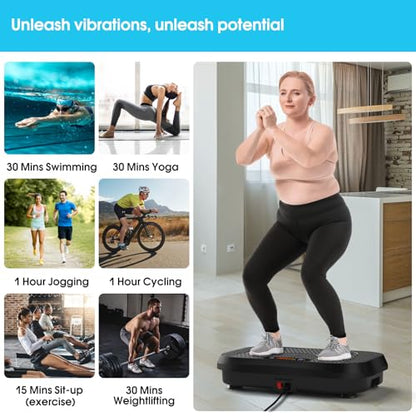 SoftGym Waver Vibration Plate Exercise Machine for Lymphatic Drainage Weight Loss,120 Speed Levels Vibrating Platform with Resistance Bands,Full-Body Workout Equipment for Muscle Activation - style: Slim- Dark Black