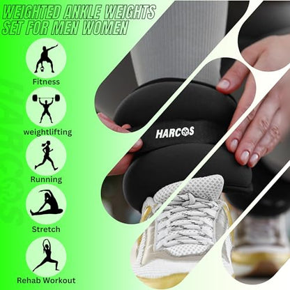 Harcos Adjustable Neoprene Ankle & Wrist Weights – 1lb wrist weights,2lb,3 lbs,4lbs 5lbs & 10lb ankle weights10lb Pair | Wearable Weights for Women & Men, Bala Bangles Alternative | Arm, Leg, Foot & Running Exercise Gear - size: 10Lb Pair (5lb x 2)