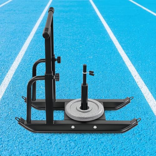Adjustable Weight Sled for Training - 5 Height Levels, 440lbs Capacity, Lawn-Safe Push/Pull Fitness Sled for Strength Training