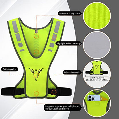 TCCFCCT Reflective Running Vest, High Visibility Running Gear with Large Pocket - color: 1 Pack Fabric Yellow