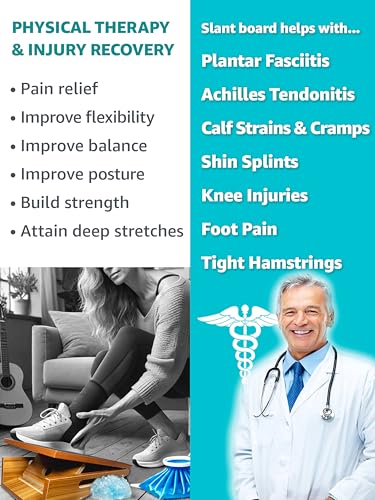 BAM Athletica's Physical Therapy Slant Board for Calf Stretching, Injury Recovery & Fitness | Adjustable Calf Stretcher Incline Board for Plantar Fasciitis Relief, Achilles Rehab, Squats & Exercise - color: Therapyflex Pro 5-in-1 Solution | Large Full Cov