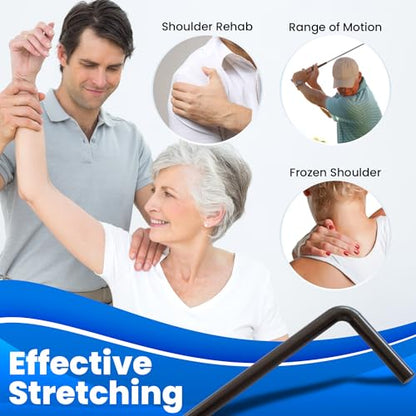 RangeMaster ShoulderWand Therapy Stretching Tool│Collapsible Stretching Bar│Physical Therapy Tool for Recovery and Increasing Motion (Black) - color: Black