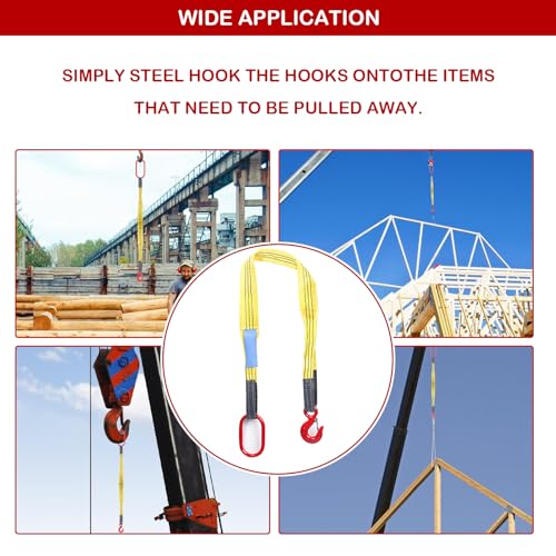 Lifting Slings Web Sling, 4.92 Ft Lifting Sling Straps Heavy Duty Single Leg Wire Rope, 6600lbs Polyester Lifting Sling with G80 Steel Hook - size: 4.92FT