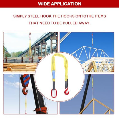 Lifting Slings Web Sling, 3.3 Ft Lifting Sling Straps Heavy Duty Single Leg Wire Rope, 6600lbs Polyester Lifting Sling with G80 Steel Hook - size: 3.3FT