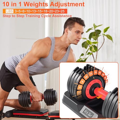 Adjustable Dumbbell Set, 10-in-1 25LB/55LB/90LB Ajustable Dumbbells with Safe Locking System, Enclosed Storage Tray, 1 Sec Fast Adjustment, Comfortable Non-Slip Textured Grip, Suitable for Home Gym Workouts Men and Women