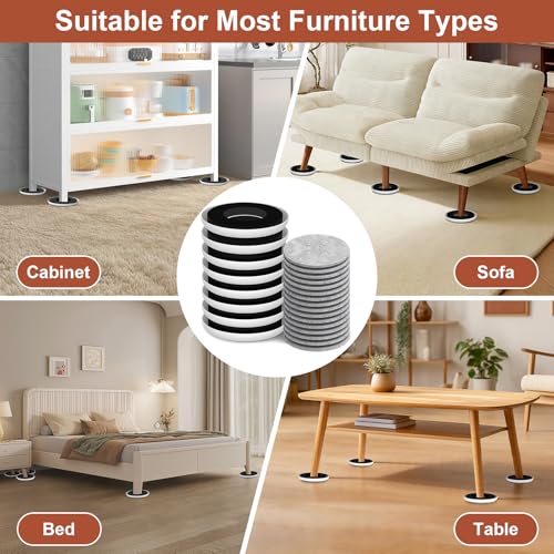 Furniture Sliders for Hardwood Floors - Multi-Surface Moving Sliders - size: 4.3in Round 8+16Pack