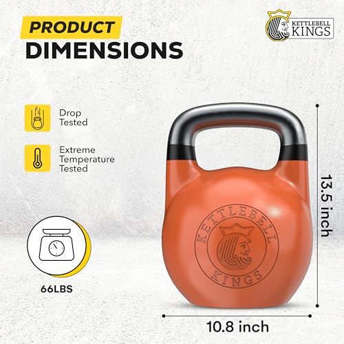 Kettlebell Kings Competition Kettlebells Weight - 33mm handle - 30 KG - Hand weights Workout Gym Equipment and Strength training sets for Women and Men - Weights set for Home Gym