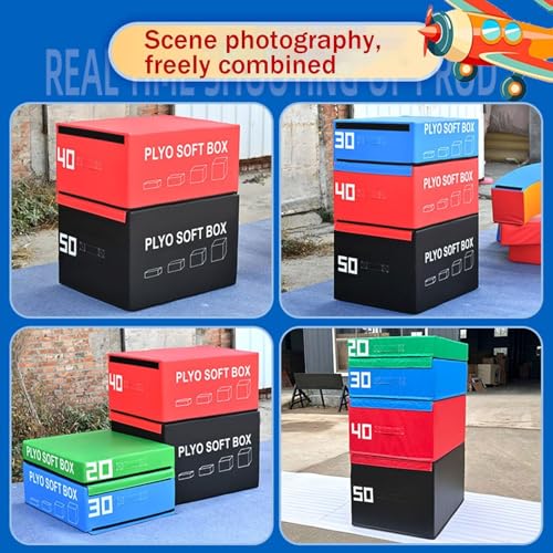 4-in-1 Foam Jumping Exercise Box Workout For Conditioning,Strength Training Non Slip PVC Leather - size: 80x65x50cm (31.5x25.6x19.7in)