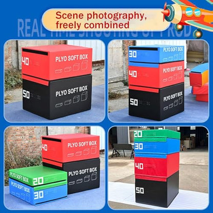 4-in-1 Foam Jumping Exercise Box Workout For Conditioning,Strength Training Non Slip PVC Leather - size: 80x65x50cm (31.5x25.6x19.7in)