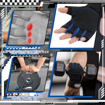 3 Pairs Weight Lifting Gloves for Men Women, Gym Workout Gloves with Full Palm Protection, Breathable Anti-Slip Fitness Glove for Training, Cycling, Pull-ups, Medium