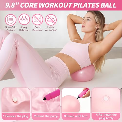 Pilates Kit, Home Pilates Workout Kit for Women, Pilates Equipment with 14.5" Pilates Ring and Ball, Resistance Bands, Ankle Weights, Sliders & Grip Socks for Home Workouts