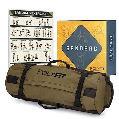 Polyfit Classic Sandbag - Workout Sandbag with 8 Gripping Handles - color: BLACK CAMO, size: Large (50-125lbs)