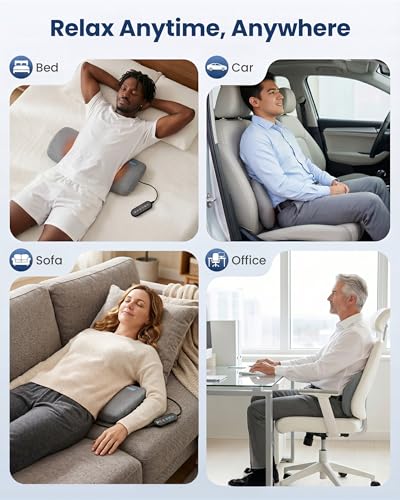 COMFIER 3-in-1 Cordless Lumbar Support Pillow with Remote Control, Smooth Spine Triple Fusion Back Massager with Graphene Heat, Vibration & Stretching, Ergonomic Lower Back Massager