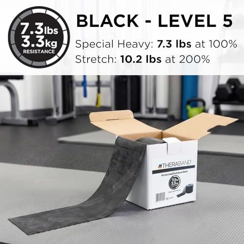 THERABAND Resistance Band, 50-Yard Roll, Latex Elastic Band for Exercise, Stretching, Physical Therapy, Yoga, Pilates, Home Workouts, Cut-to-Length, Color-Coded Levels - color: Black | Special Heavy, style: Non-Latex