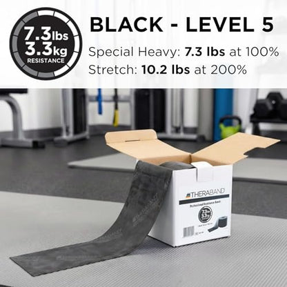 THERABAND Resistance Band, 50-Yard Roll, Latex Elastic Band for Exercise, Stretching, Physical Therapy, Yoga, Pilates, Home Workouts, Cut-to-Length, Color-Coded Levels - color: Black | Special Heavy, style: Non-Latex