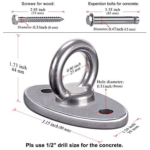 SELEWARE Ceiling Mount Cast Stainless Steel Swing Hanger Wall Anchor Hanging Yoga Swing Hammock Chair Suspension Straps Heavy Bag and More