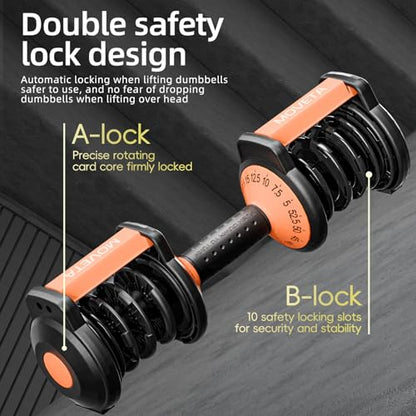 Adjustable Dumbbells Set of 2，Free Weights Dumbbells Set