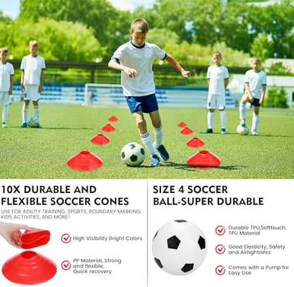 6' x 4' Soccer Goals Nets for Backyard Beach Pop Up Soccer Training Equipment Net Portable Goal Set with Ball, and Cones, Youth Outdoor Sports Games Football Goal with Carry Bag