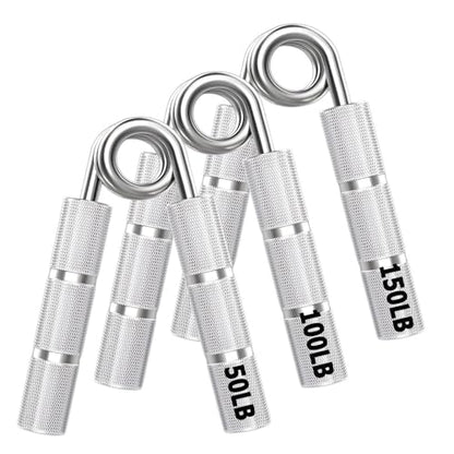 Silver Metal Hand Grip Set, 50LB-400LB No Slip Heavy-Duty Grip Strengthener Great Wrist & Forearm Hand Exerciser, Home Gym, Hand Gripper Grip Strength Trainer - color: Silver, size: 3Pack(50LB-150LB)