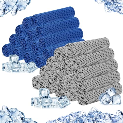 Hosuly 30 Pack Cooling Towels 40"x12" - color: Light Gray, Dark Blue