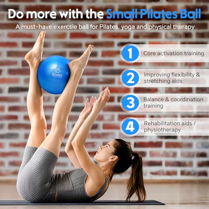 Small Exercise Ball, 9 Inch Mini Pilates Ball with Exercise Guide, Small Workout Ball for Stability, Fitness, Barre, Yoga, Core Training & Physical Therapy