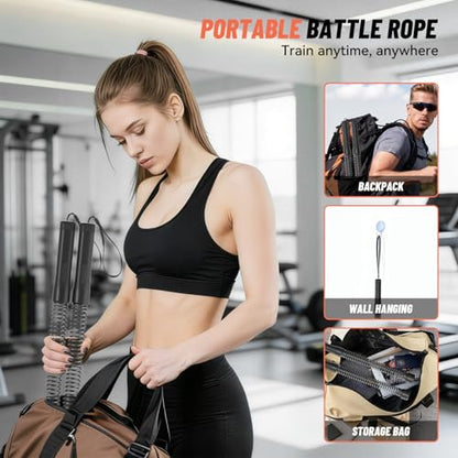 Weighted Ropeless Battle Ropes for Home Gym, 2PCS Portable Cordless Battle Ropes for HIIT Workouts, Cardio & Muscle Training, Low-Impact Cardio Training, Full Body Exercise Equipment for Men & Women