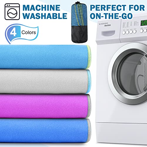 4 Pack Microfiber Camping Towel - Quick Dry Towel 3 Size 4 Black Mesh Bags 12 Travel Towels for Beach Camping Hiking Yoga Swim Sports Backpacking