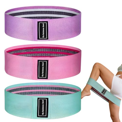 Fabric Resistance Bands for Legs and Butt, Non-Slip Booty Bands for Gym Yoga Squat, Glute Exercise Loops with Carry Bag