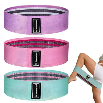Fabric Resistance Bands for Legs and Butt, Non-Slip Booty Bands for Gym Yoga Squat, Glute Exercise Loops with Carry Bag