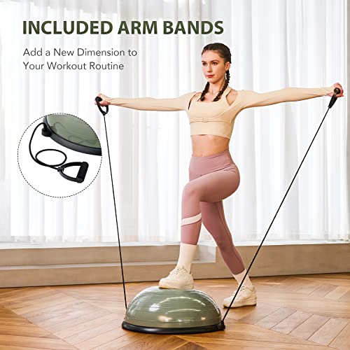 ZELUS 23in. Balance Ball with 55cm Yoga Ball, Resist Bands & Foot Pump - color: Matcha green