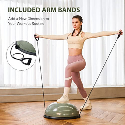ZELUS 23in. Balance Ball with 55cm Yoga Ball, Resist Bands & Foot Pump - color: Matcha green