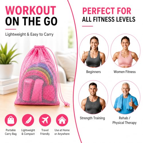 Resistance Bands Set with Handles - 5 Level Tubes (15-35 LBS), 12-Piece Home Gym Kit with Door Anchor, Ankle Straps & Massage Ball for Full Body Workout”