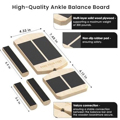 Ankle Balance Board Foot Strengthener Trainer Ideal for Sprained Ankle Recovery Stability Exercises and Physical Therapy Plus Posture Corrector and Foot Stretcher for Plantar Fasciitis Relief